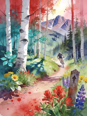 Park City Summit Panorama Watercolor Canvas Print