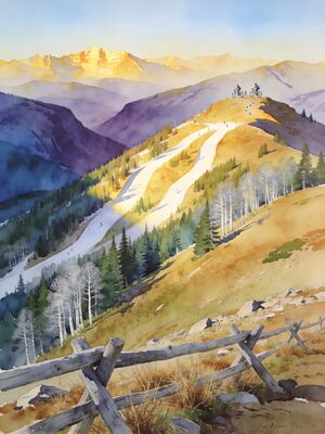 Park City Mountain Lake Watercolor Canvas Print