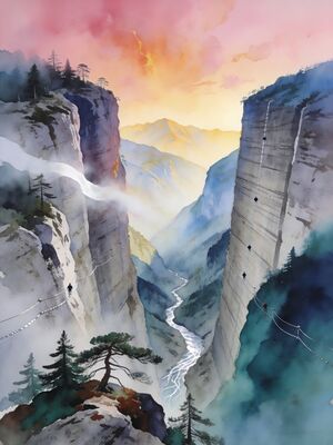 Peja Alpine Meadow Morning Watercolor Canvas Print
