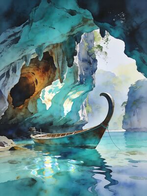 Phi Phi Island Maya Bay Limestone Cliffs Watercolor Canvas Print