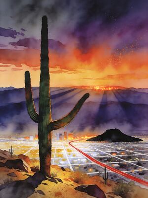 Phoenix City Towers Golden Hour Watercolor Canvas Print