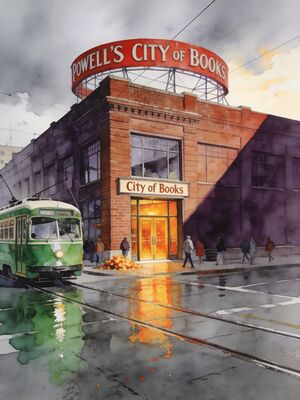 Portland Iconic Bridge Waterfront Watercolor Canvas Print