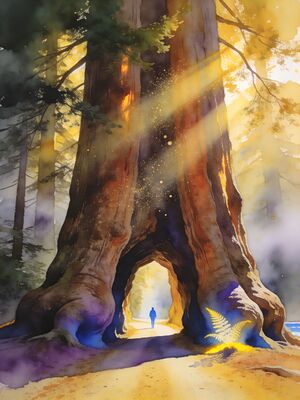 Redwood National Park Fern Canyon Watercolor Canvas Print