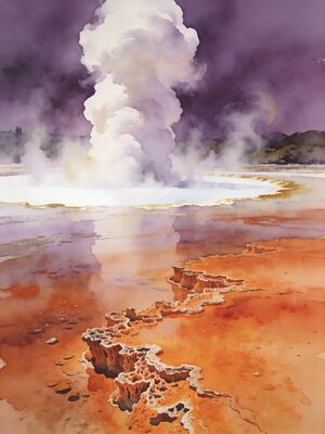 Rotorua Wai-O-Tapu Champagne Pool Watercolor Canvas Print