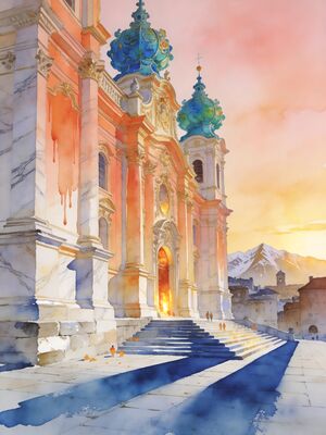 Salzburg Old Town Lane Watercolor Canvas Print