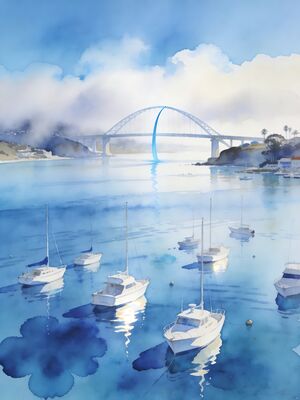 San Diego Del Mar Beach Morning Watercolor Canvas Print