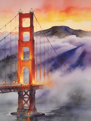 San Francisco Fisherman's Wharf Watercolor Canvas Print