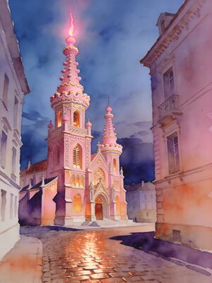 San Miguel de Allende Parroquia Church Watercolor Canvas Print