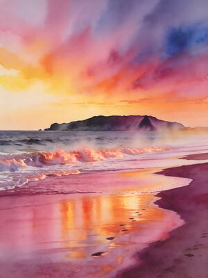 Santa Barbara Shoreline Park Bluff Watercolor Canvas Print