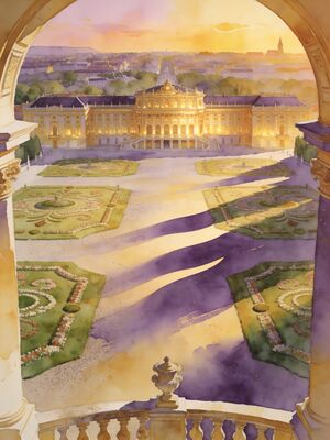 Schonbrunn Palace Vienna Watercolor Canvas Print