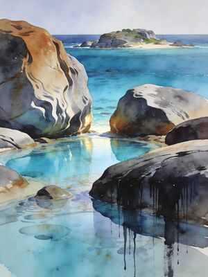 Seychelles Anse Source d'Argent Beach Watercolor Canvas Print