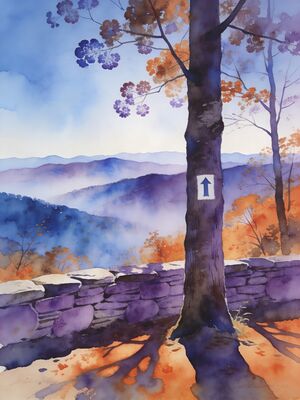 Shenandoah Big Meadows Sunset Watercolor Canvas Print