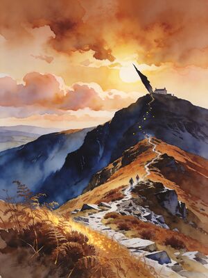 Snowdonia Llyn Padarn Lake Sunrise Watercolor Canvas Print