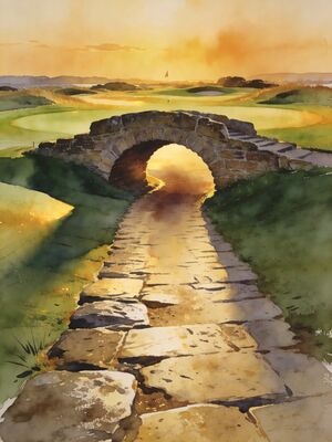 St Andrews Cathedral Ruins on the Coast Watercolor Canvas Print