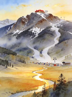 Steamboat Springs Alpine Meadow Watercolor Canvas Print