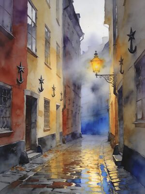 Stockholm Stortorget Square Gamla Stan Watercolor Canvas Print