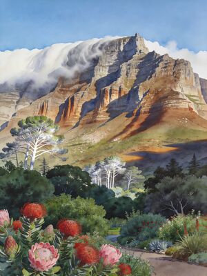 Table Mountain Tablecloth Cloud Watercolor Canvas Print