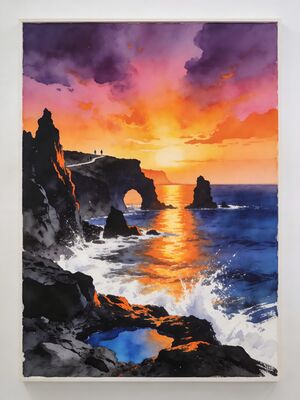Tenerife Island Harbor Boats Watercolor Canvas Print