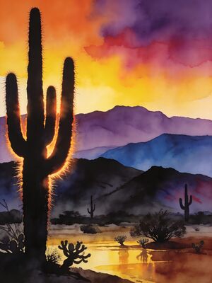 Tucson Caravan Trail Watercolor Canvas Print
