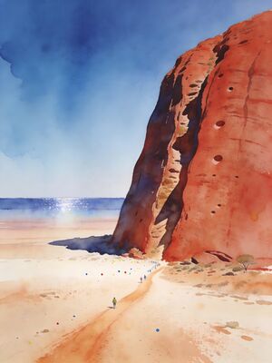 Uluru Golden Hour Watercolor Canvas Print