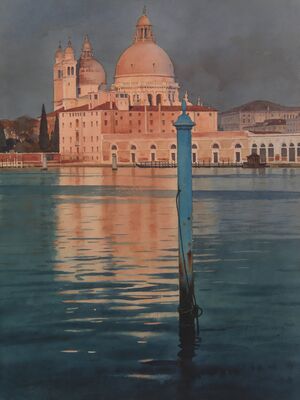 Venice Morning Market Watercolor Canvas Print