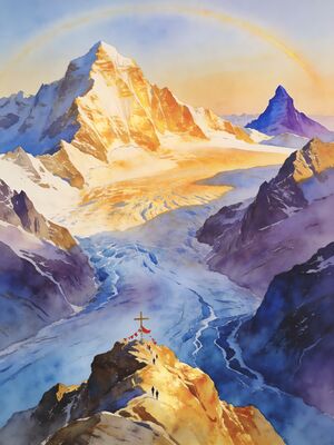 Verbier Alpine Meadow Watercolor Canvas Print