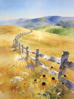 Vermont Summit Panorama Watercolor Canvas Print