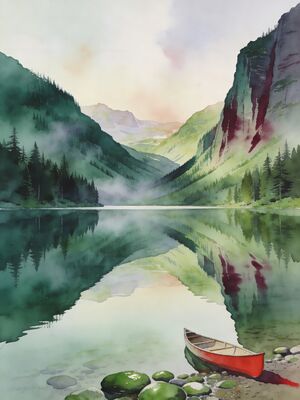 Vermont Alpine Meadow Watercolor Canvas Print