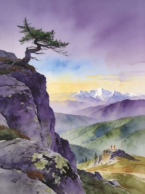 Vermont Mountain Lake Watercolor Canvas Print
