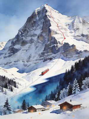 Wengen Alpine Meadow Watercolor Canvas Print