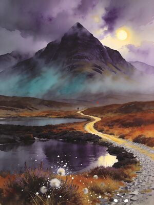West Highland Way Rannoch Moor Trail Watercolor Canvas Print