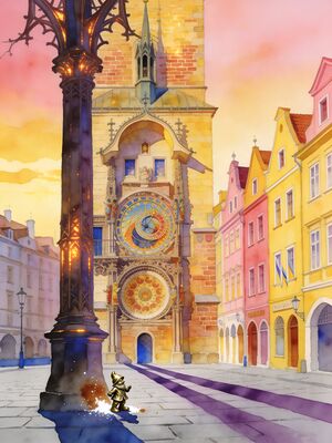 Wroclaw Historic Church and Town Plaza Watercolor Canvas Print