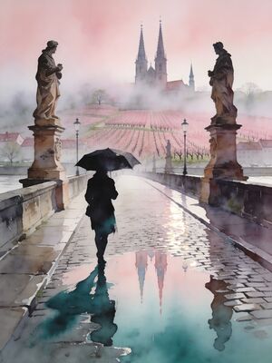 W Rzburg Watercolor Canvas Print