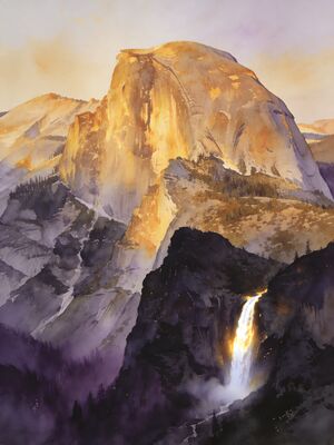 Yosemite Half Dome Sunrise Glacier Point Watercolor Canvas Print