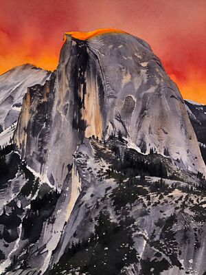 Yosemite Mist Trail to Vernal Fall Watercolor Canvas Print