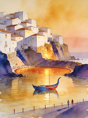 Algarve Watercolor Canvas Print