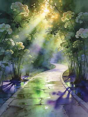 Arashiyama Bamboo Grove Watercolor Canvas Print
