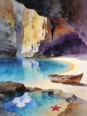 Coastal Beach Watercolor Canvas Print