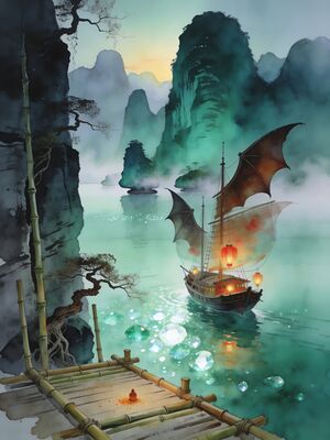 Ha Long Bay Watercolor Canvas Print