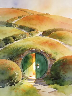 Hobbiton Watercolor Canvas Print