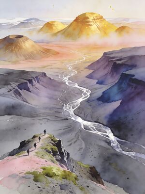 Iceland Watercolor Canvas Print