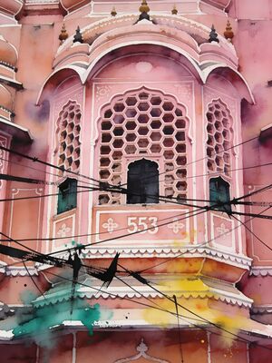 Jaipur Watercolor Canvas Print