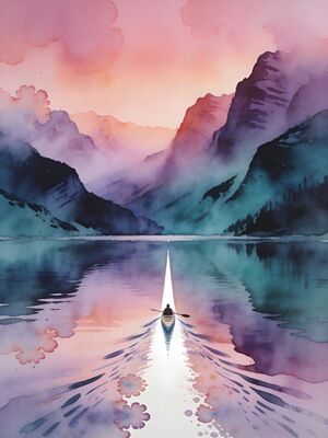 Kayaking Watercolor Canvas Print