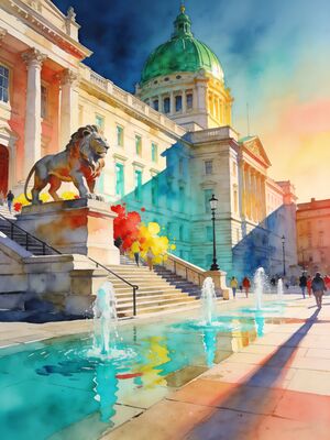 Nottingham Watercolor Canvas Print