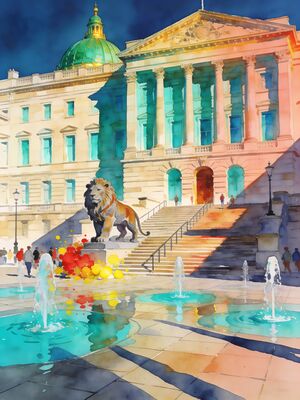 Nottingham Watercolor Canvas Print