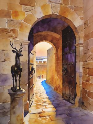 Rhodes Watercolor Canvas Print