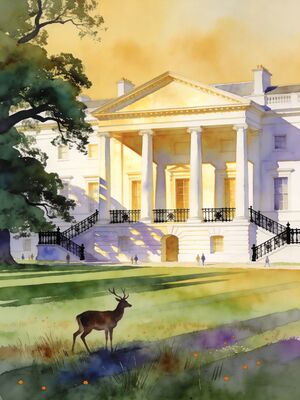 Richmond Park Watercolor Canvas Print