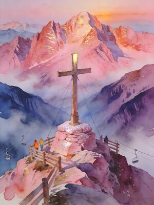 Saalbach Watercolor Canvas Print