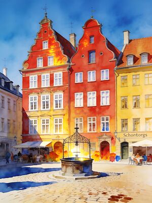 Stockholm Watercolor Canvas Print