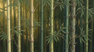 Eight Lucky Bamboo Feng Shui Canvas Wall Art